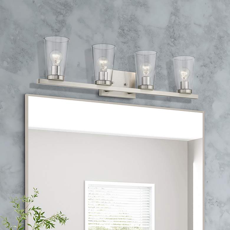Image 1 Cityview 4 Light Brushed Nickel Large Vanity Sconce