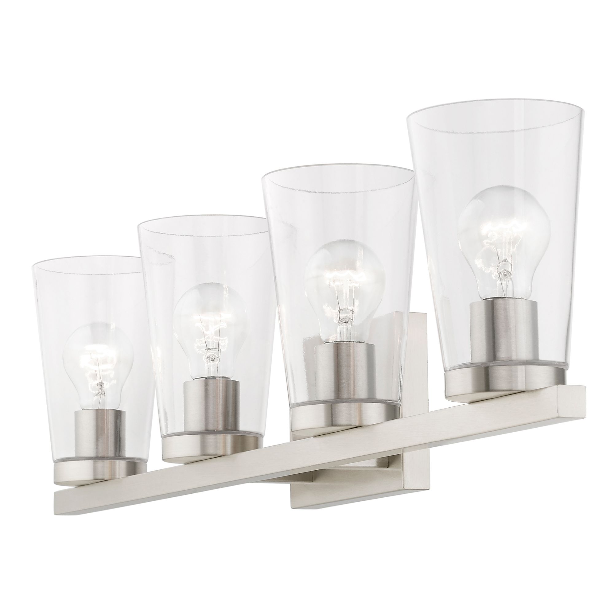 Cityview 4 Light Brushed Nickel Large Vanity Sconce