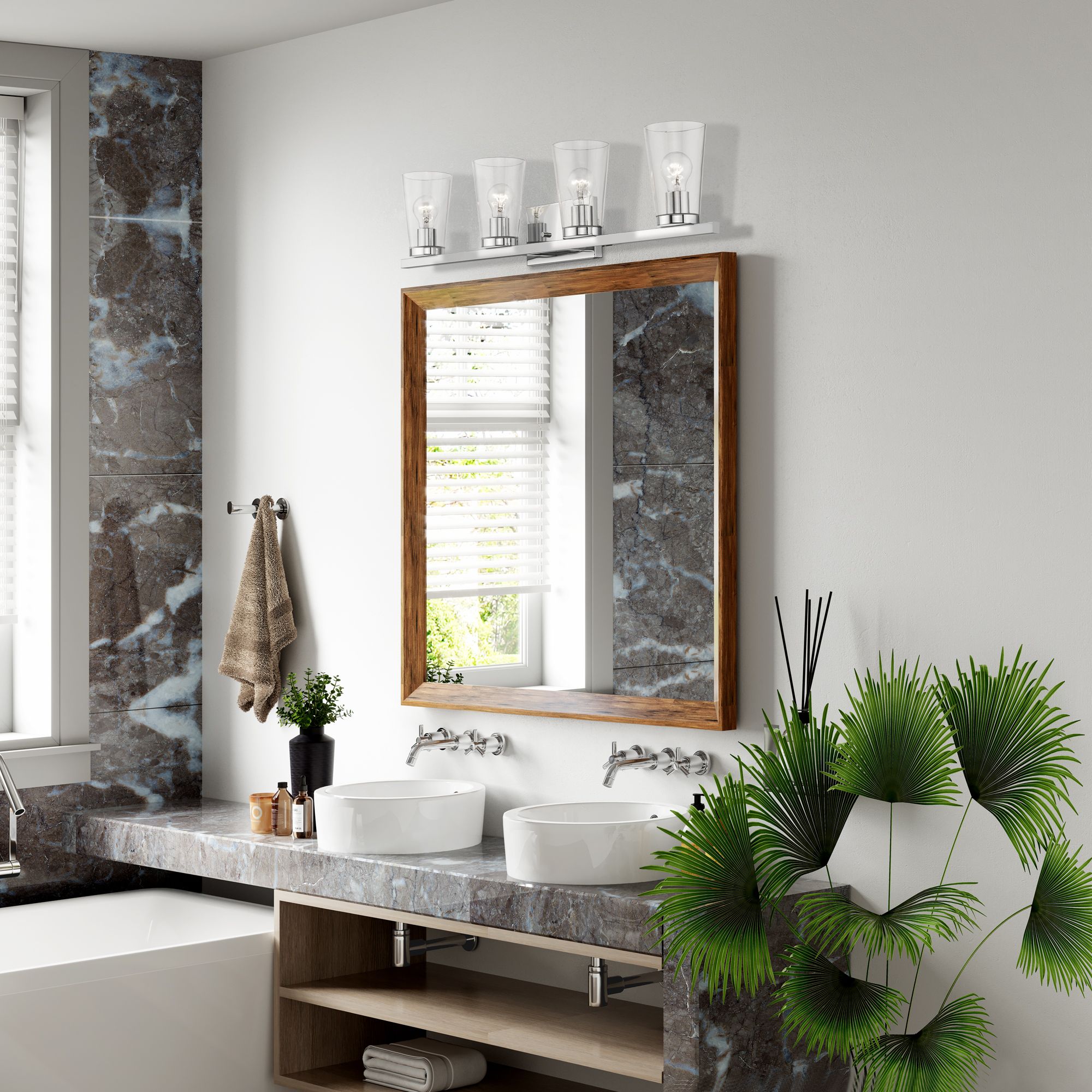 Cityview 4 Light Polished Chrome Large Vanity Sconce