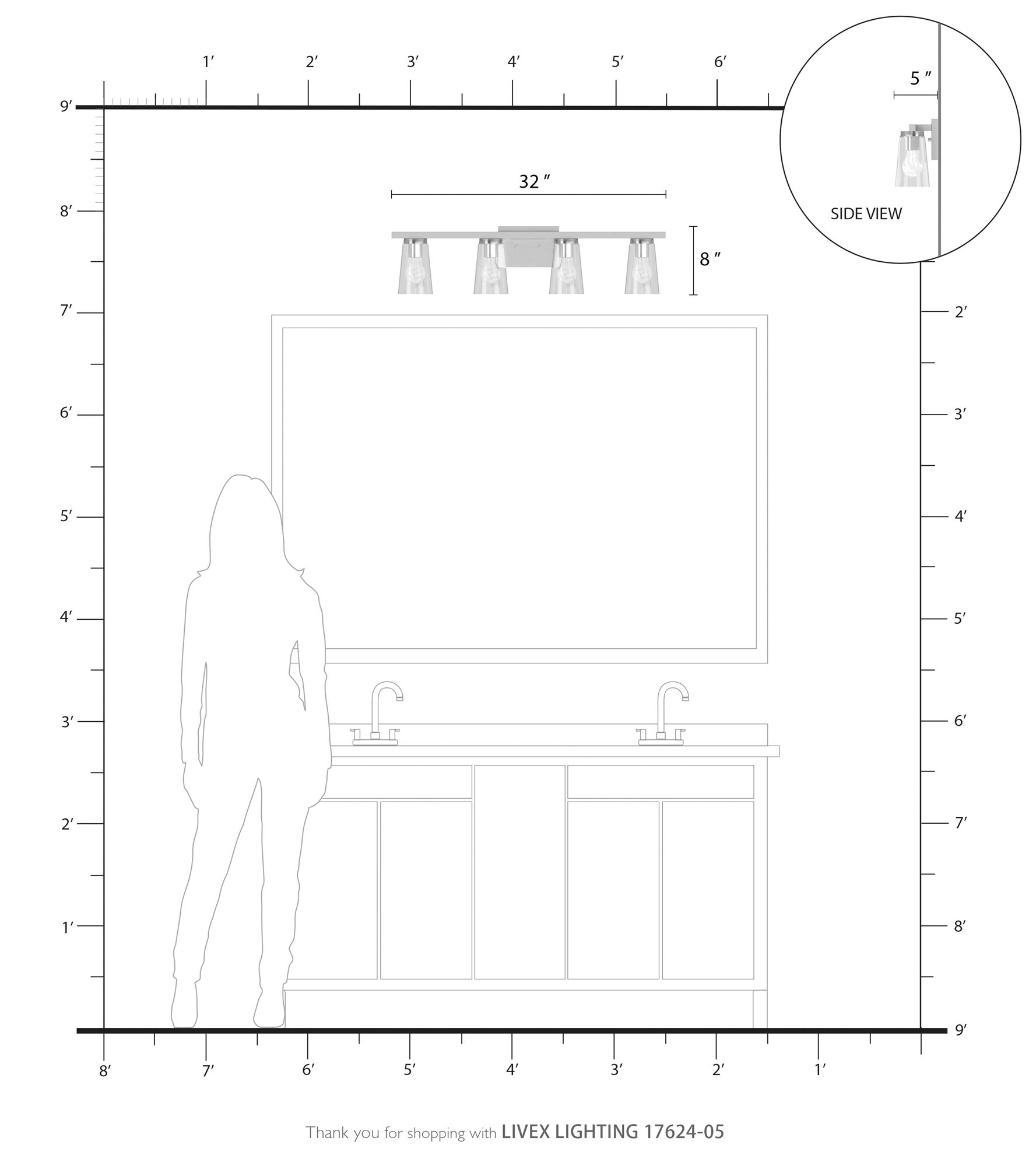 Cityview 4 Light Polished Chrome Large Vanity Sconce