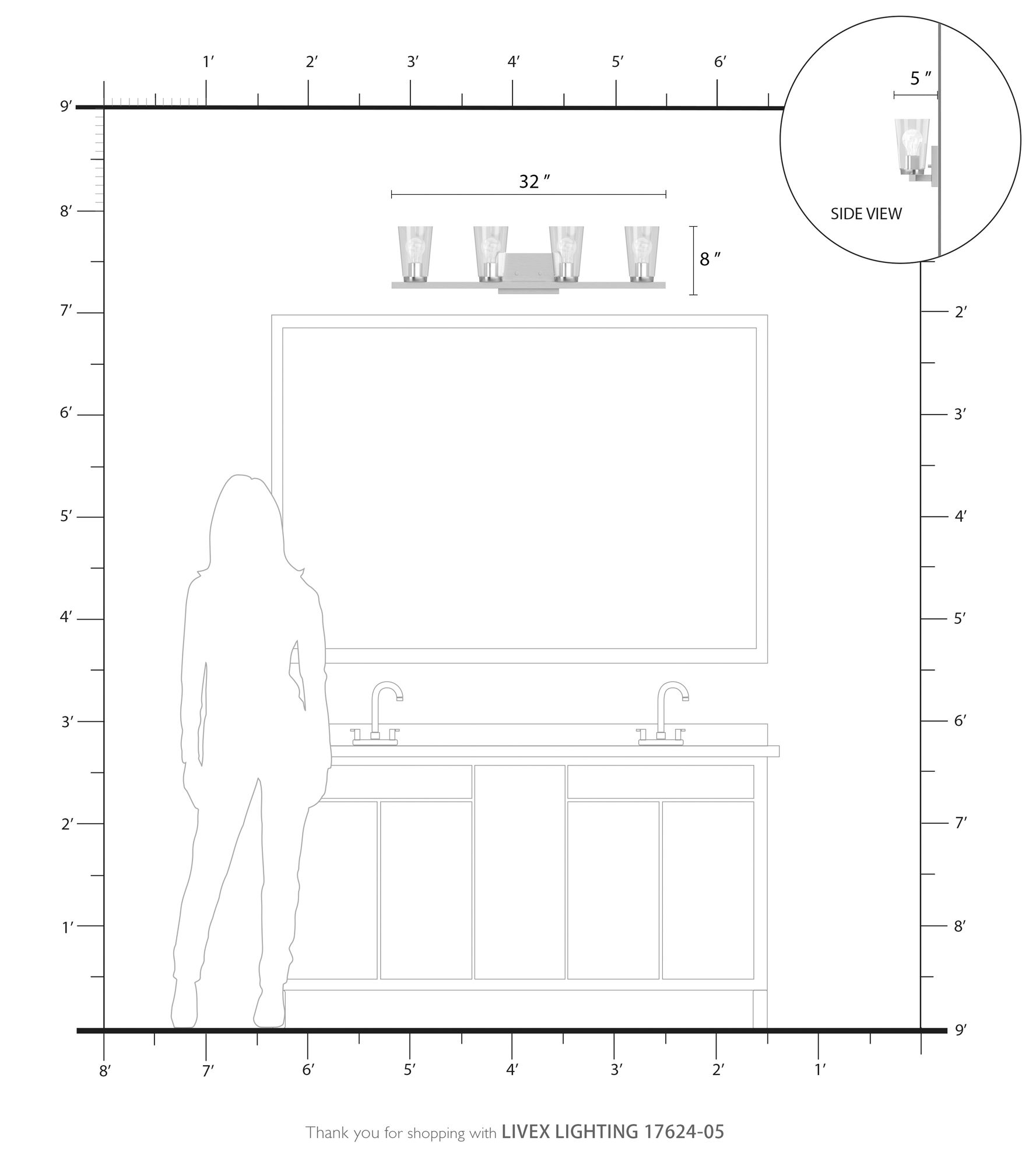 Cityview 4 Light Polished Chrome Large Vanity Sconce