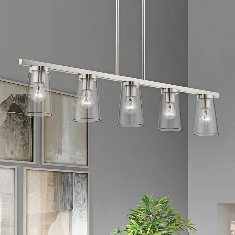 Image 2 Cityview 40" Wide Brushed Nickel 5-Light Linear Chandelier