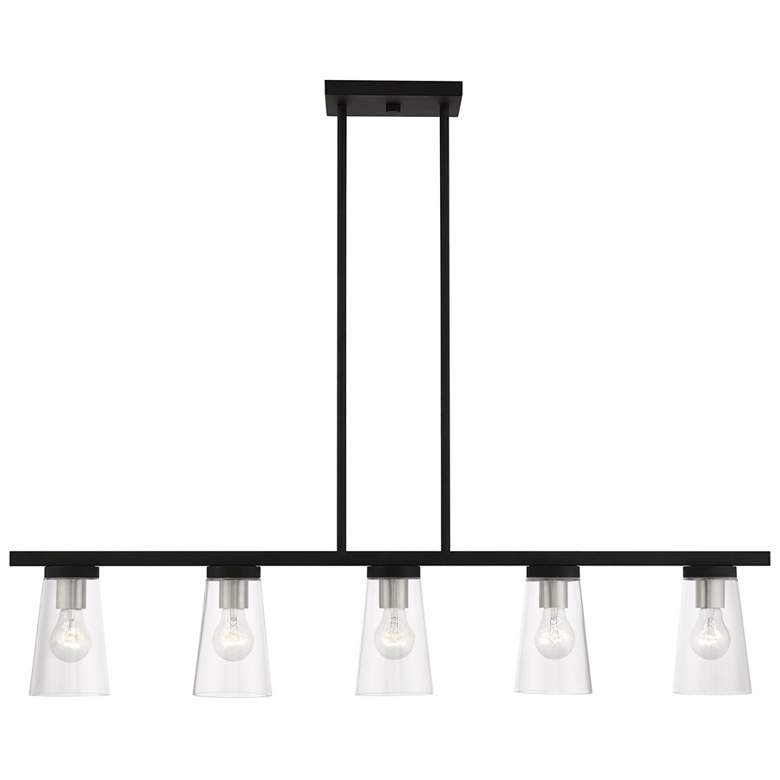 Image 1 Cityview 5 Light Black Linear Chandelier with Brushed Nickel Accents