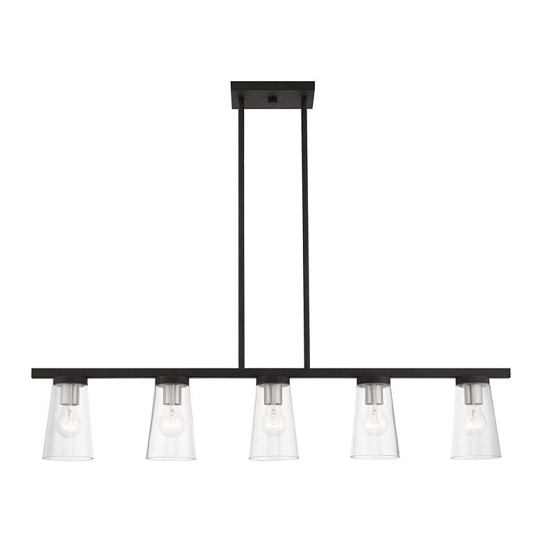 Image 4 Cityview 5 Light Black Linear Chandelier with Brushed Nickel Accents more views