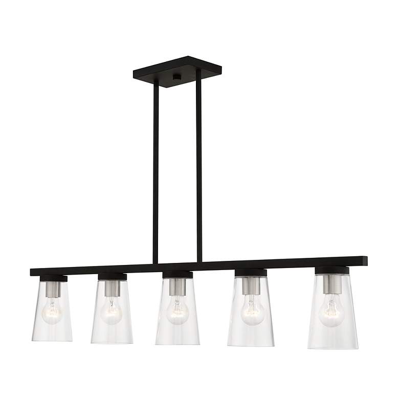 Image 6 Cityview 5 Light Black Linear Chandelier with Brushed Nickel Accents more views