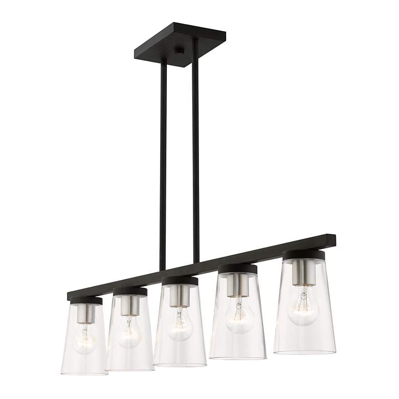 Image 7 Cityview 5 Light Black Linear Chandelier with Brushed Nickel Accents more views