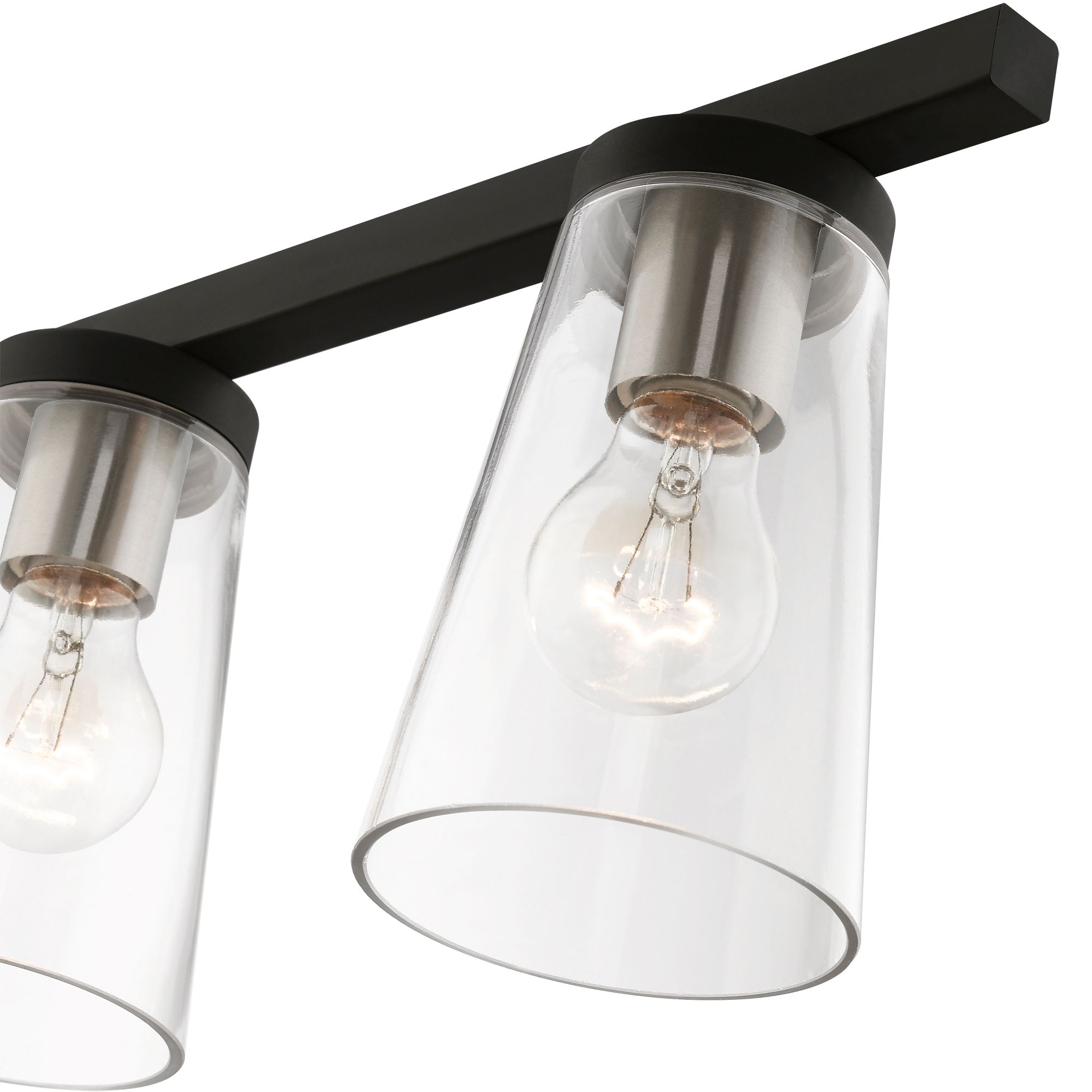 Cityview 5 Light Black Linear Chandelier with Brushed Nickel Accents