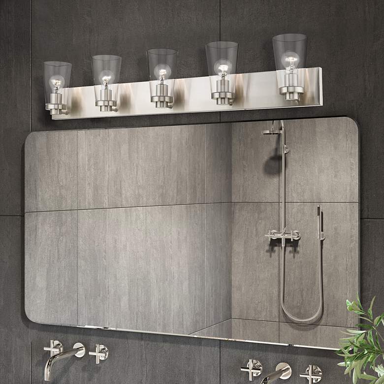 Image 1 Cityview 5 Light Brushed Nickel Extra Large Vanity Sconce