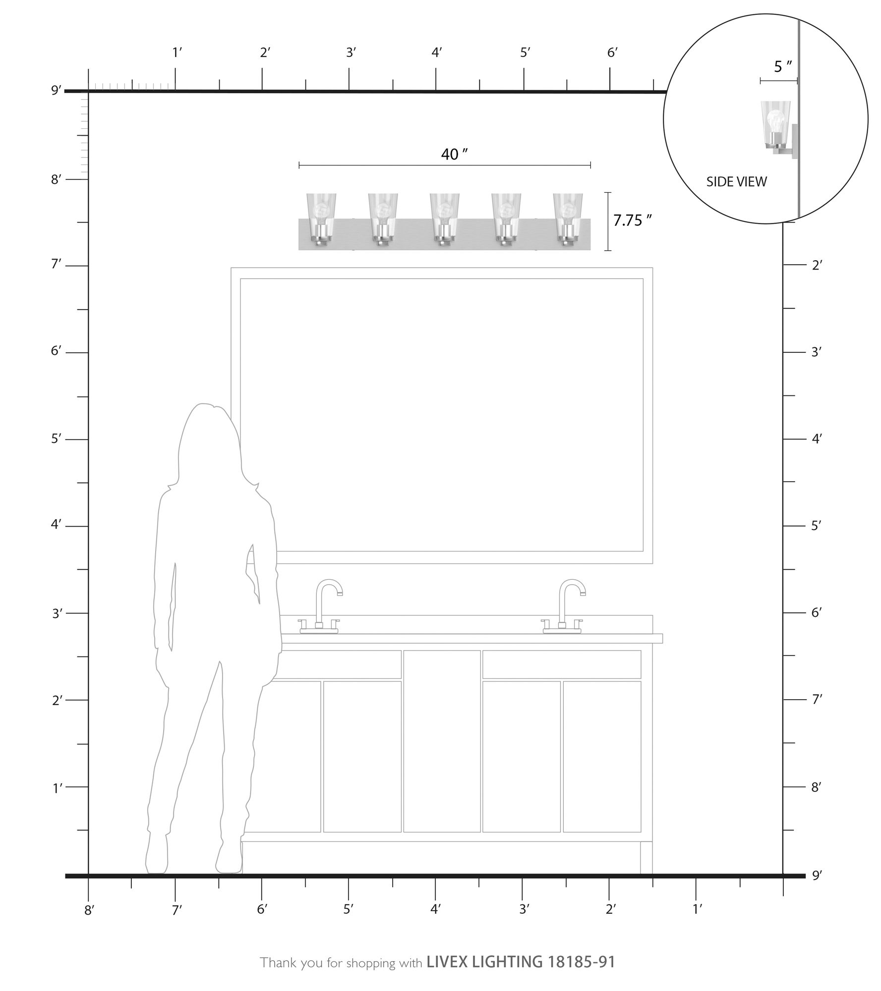 Cityview 5 Light Brushed Nickel Extra Large Vanity Sconce