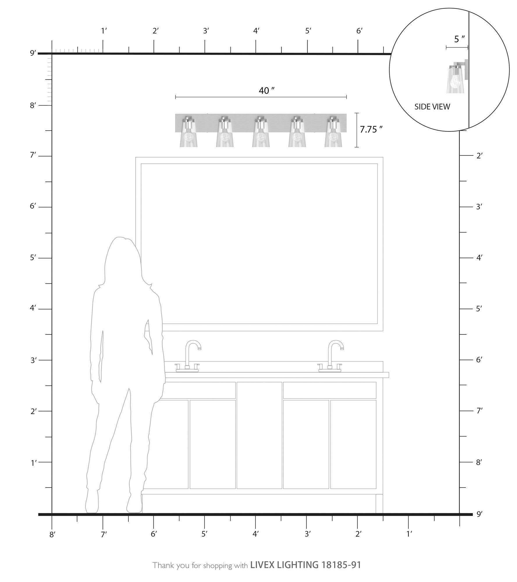 Cityview 5 Light Brushed Nickel Extra Large Vanity Sconce