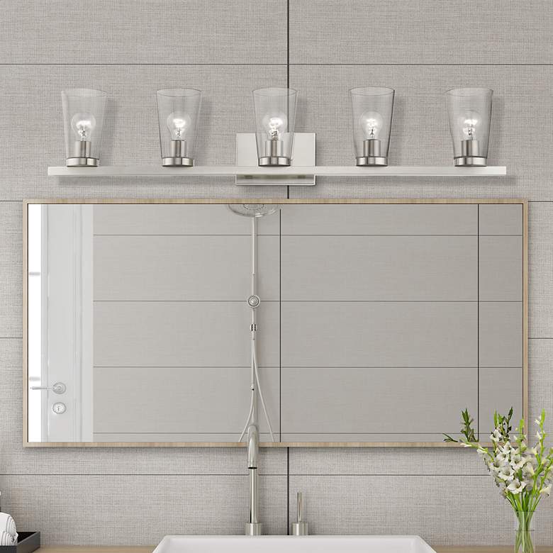 Image 1 Cityview 5 Light Brushed Nickel Extra Large Vanity Sconce