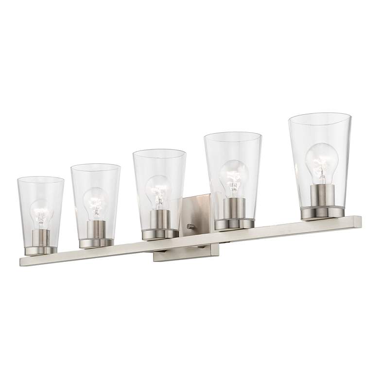 Image 7 Cityview 5 Light Brushed Nickel Extra Large Vanity Sconce more views