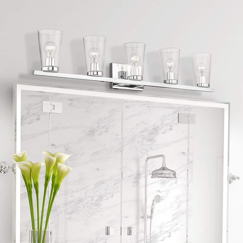 Image 1 Cityview 5 Light Polished Chrome Extra Large Vanity Sconce