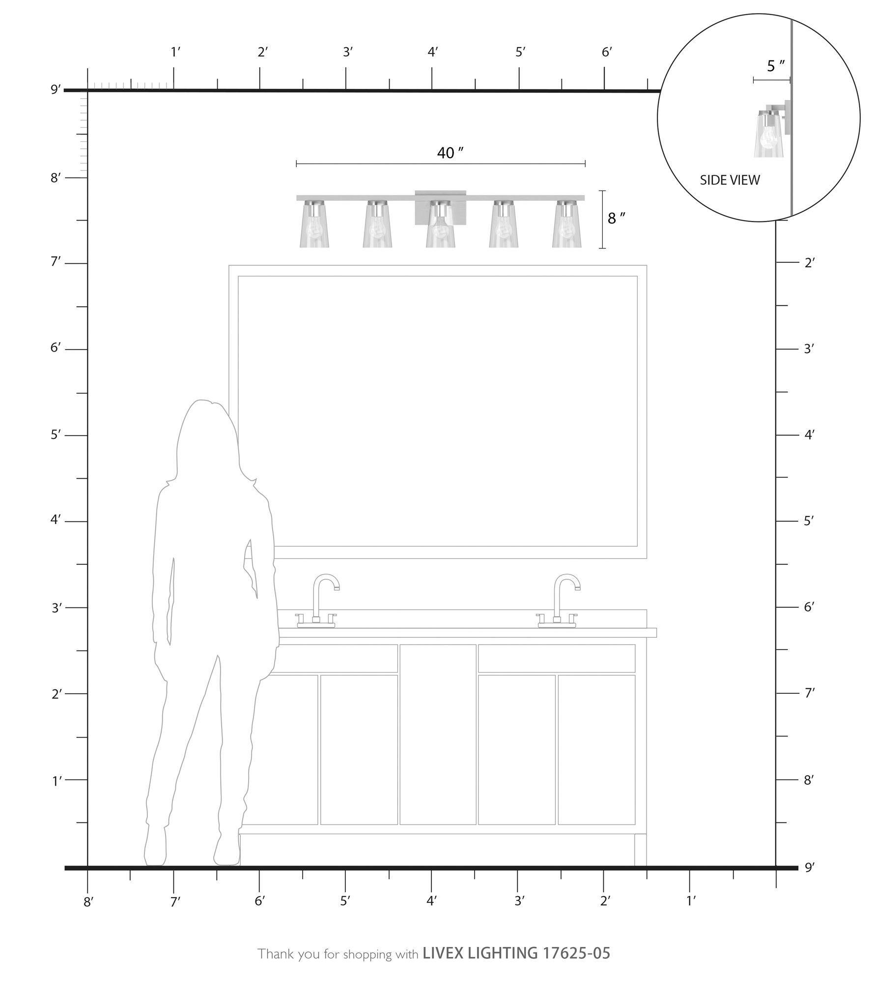 Cityview 5 Light Polished Chrome Extra Large Vanity Sconce