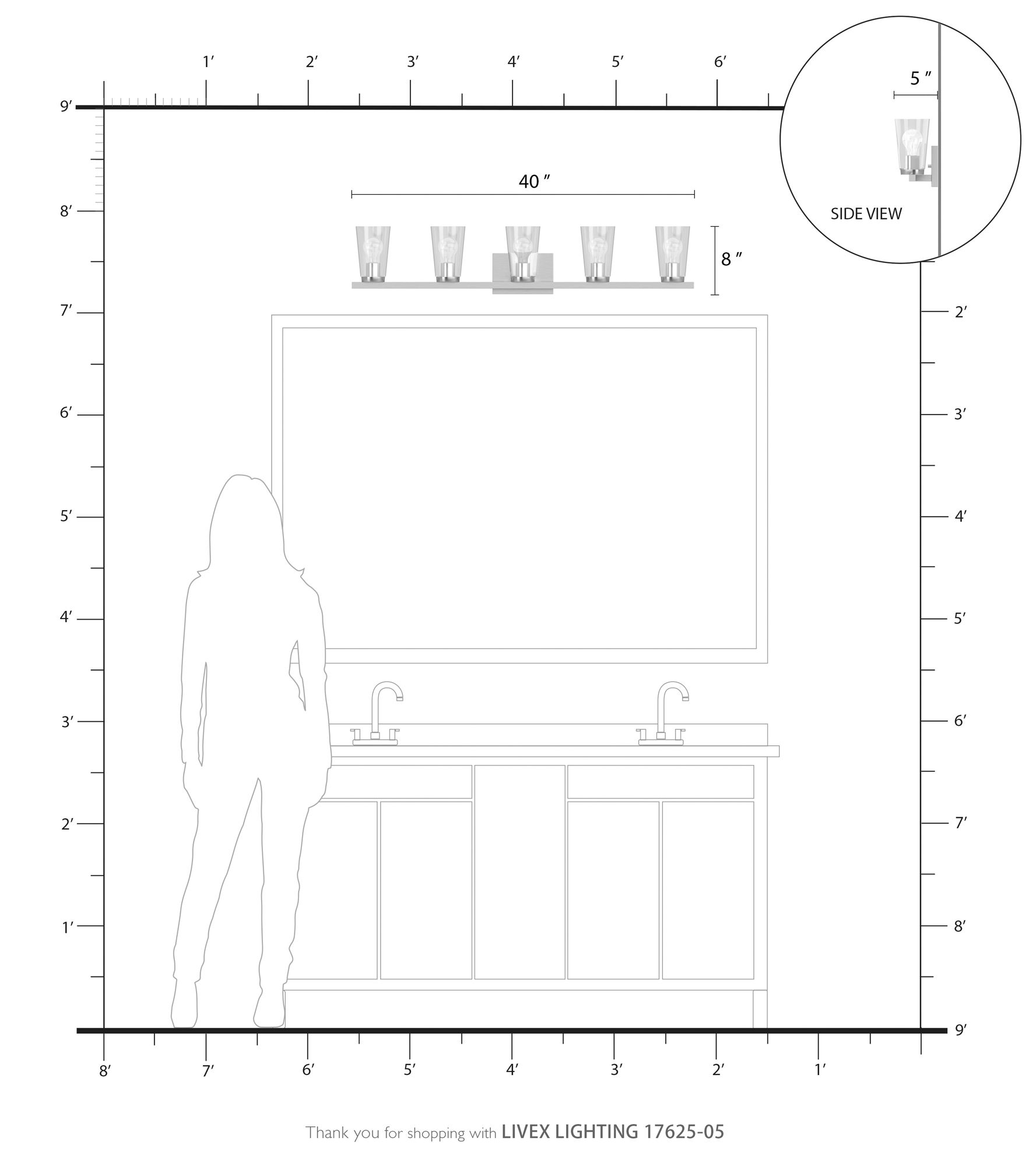 Cityview 5 Light Polished Chrome Extra Large Vanity Sconce