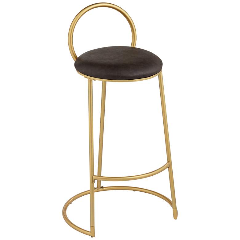 Image 3 Claire 30 1/2 inch Hammond Gold and Brown Faux Leather Barstool