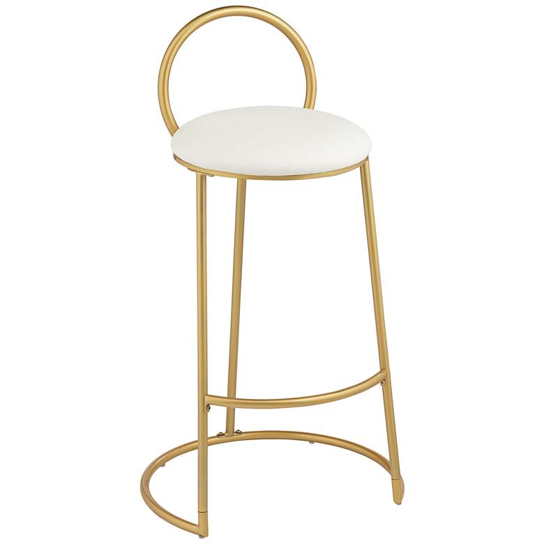 Image 2 Claire 30 1/2 inch Hammond Gold and White Faux Leather Barstool