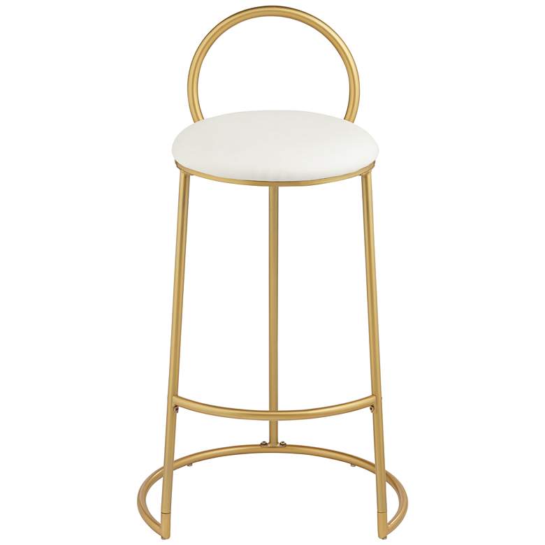 Image 7 Claire 30 1/2 inch Hammond Gold and White Faux Leather Barstool more views