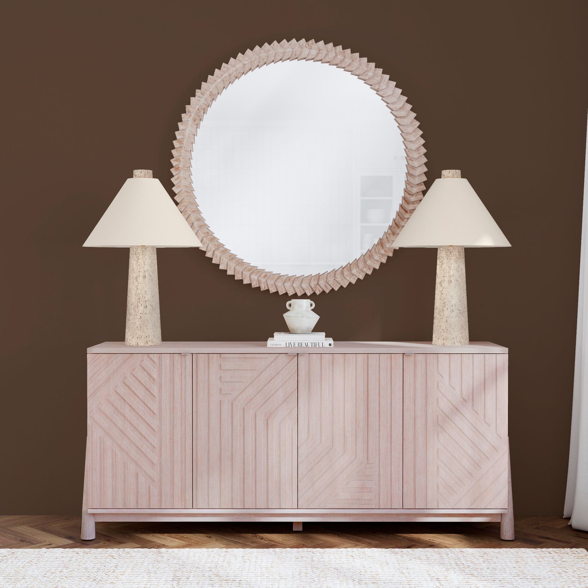 Image 4 Claire 48" x 48" White Wash Wall Mirror more views