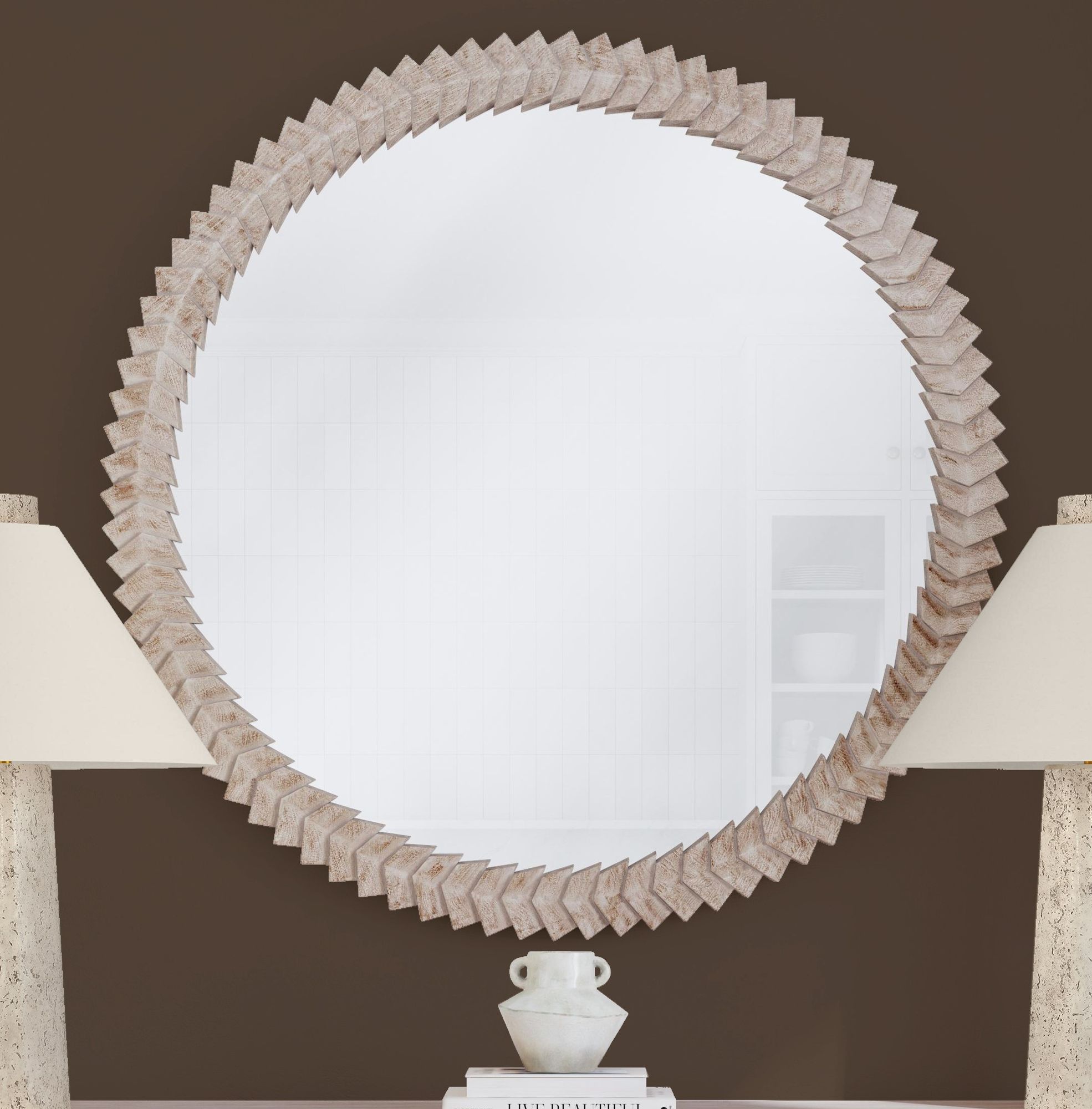 Image 5 Claire 48" x 48" White Wash Wall Mirror more views