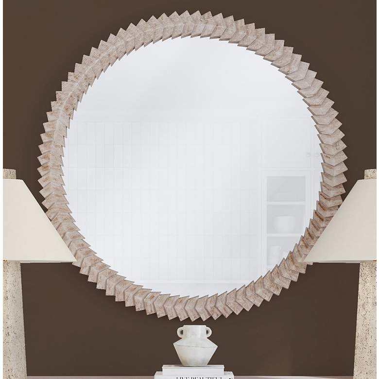 Image 6 Claire 48" x 48" White Wash Wall Mirror more views