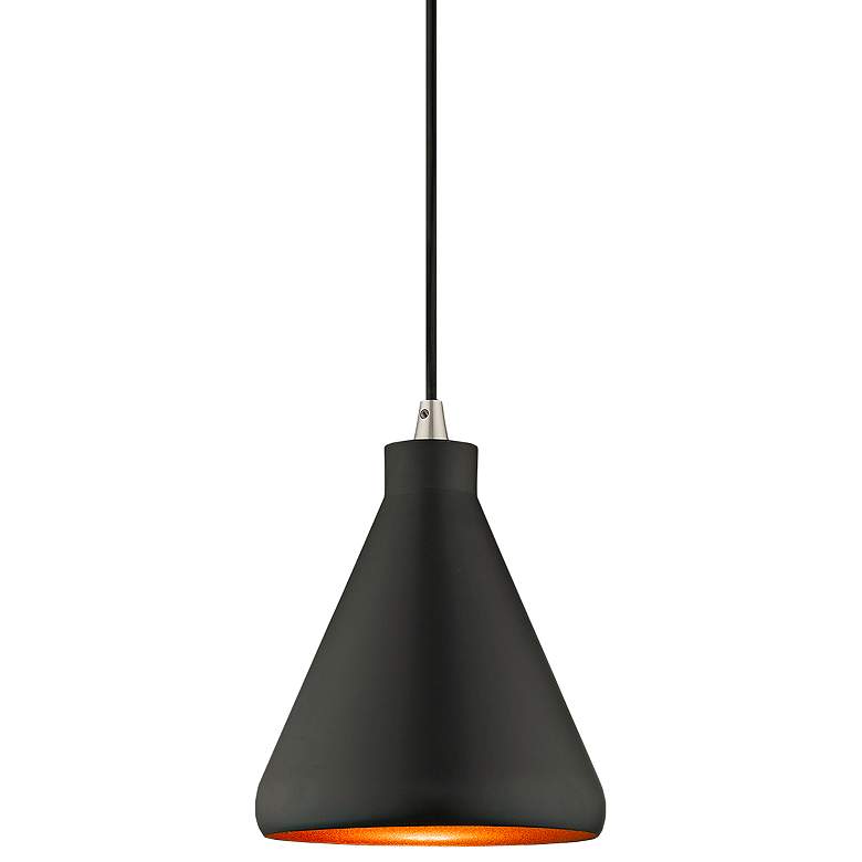 Image 3 Claire 7" Wide Black Cone Mini Pendant
