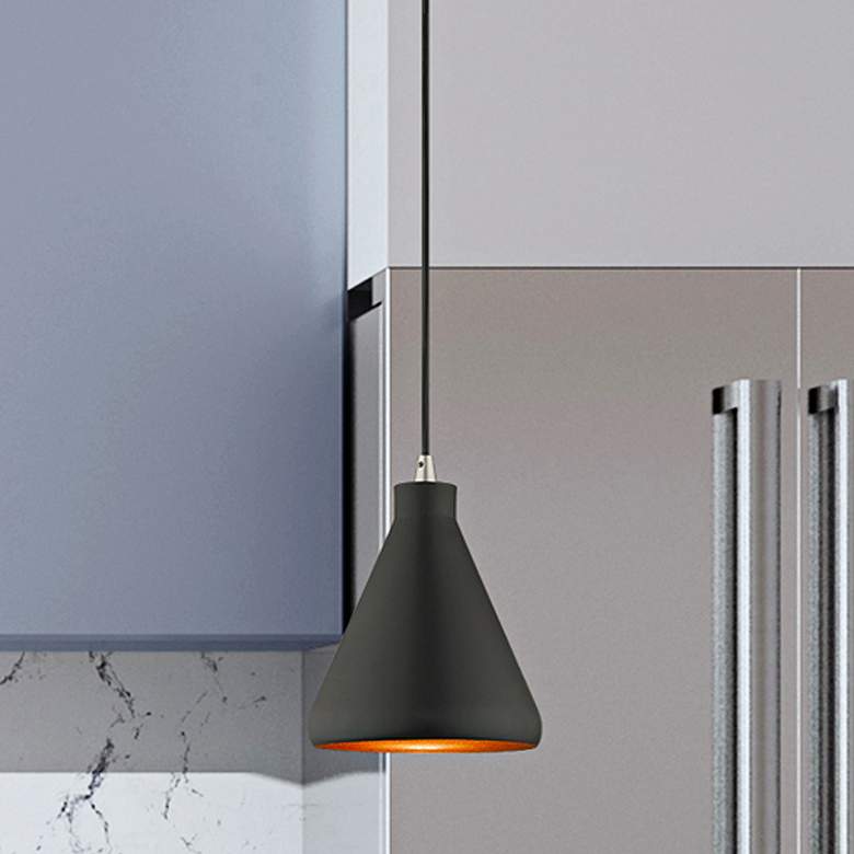 Image 2 Claire 7" Wide Black Cone Mini Pendant