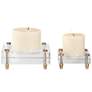 Claire Brass and Crystal Pillar Candle Holder Set of 2