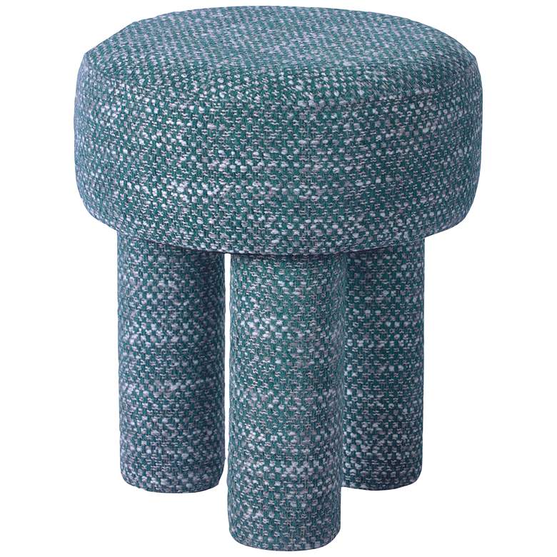 Image 1 Claire Knubby Teal Green Fabric Accent Stool