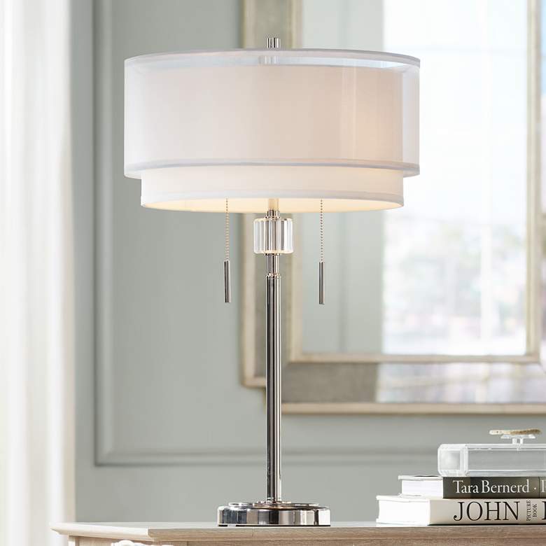 Image 1 Claire Polished Nickel 2 Light Modern Table Lamp