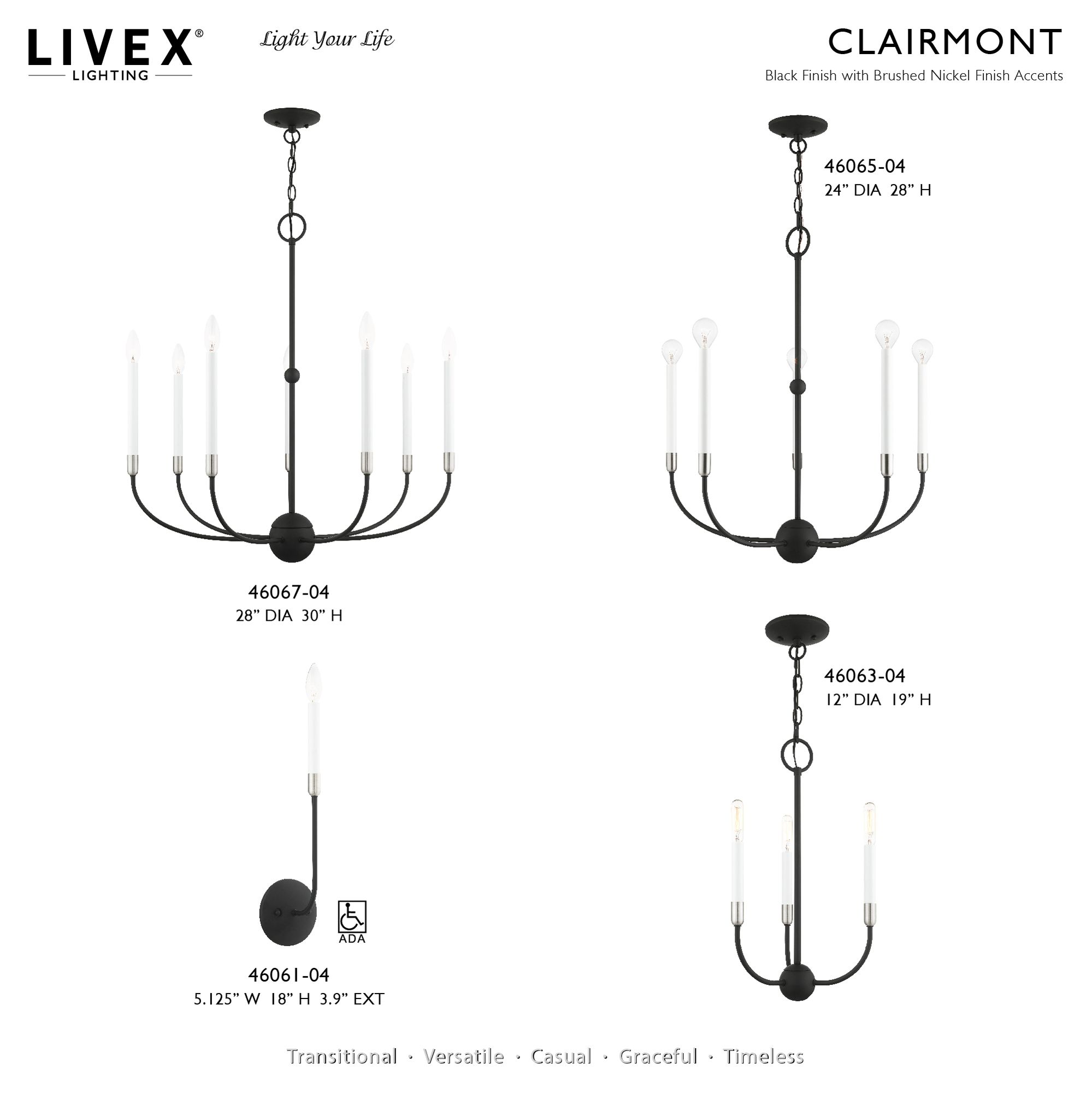 Image 3 Clairmont 7 Light Black Chandelier more views