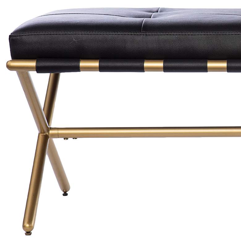 Image 3 Clairvoix 54" Wide Black Faux Leather Tufted Bench more views