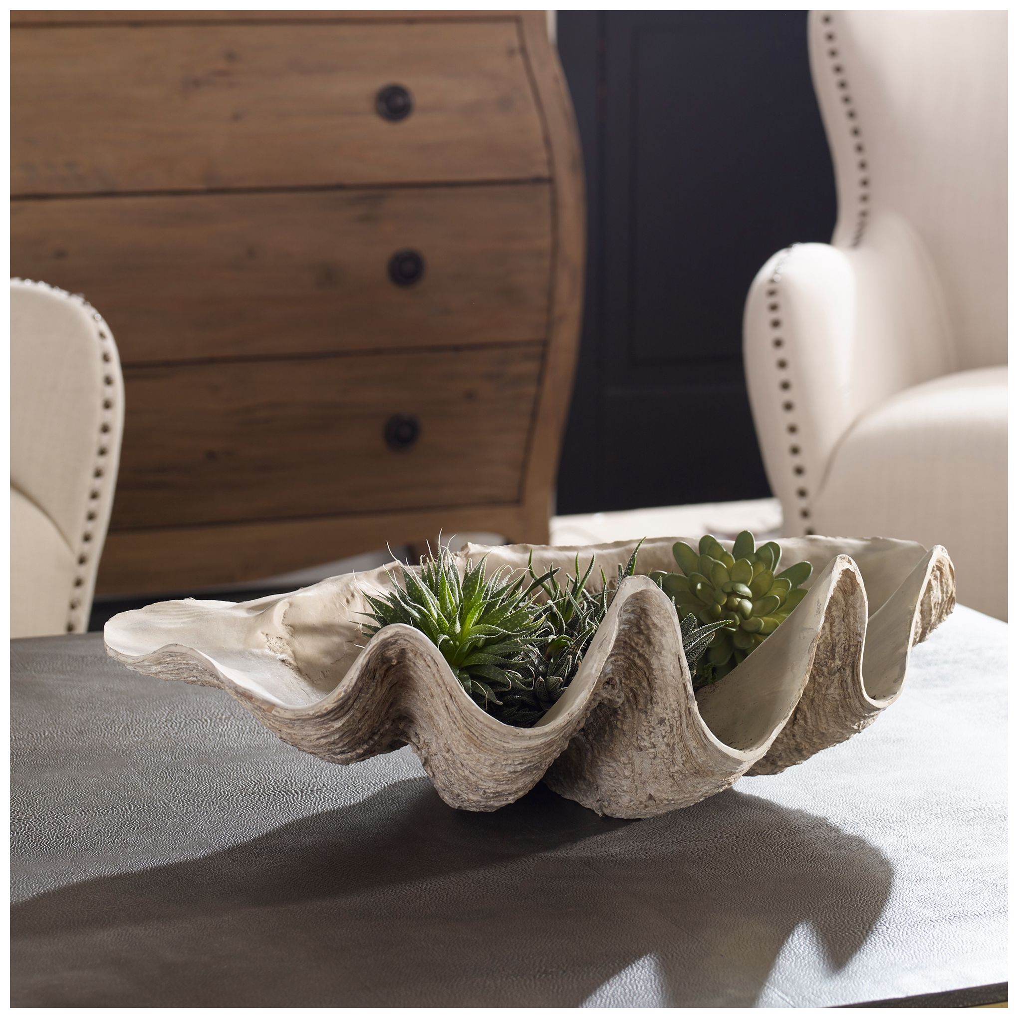 Image 3 Clam Shell 22 3/4" Wide Stone Accent Bowl by Uttermost more views
