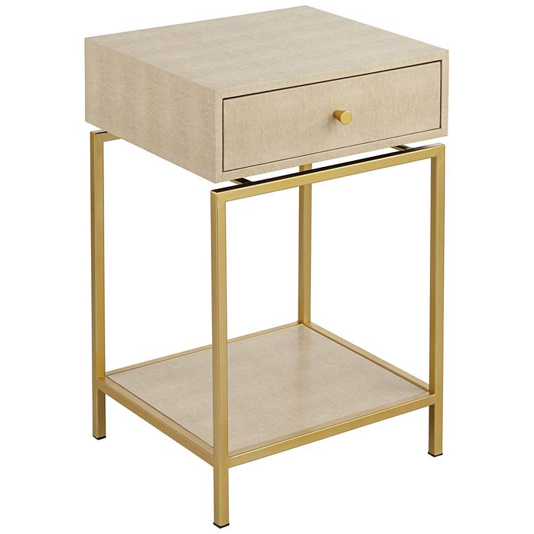 Image 2 Clancy 16 inch Wide Cream and Gold 1-Drawer 1-Shelf Accent Table