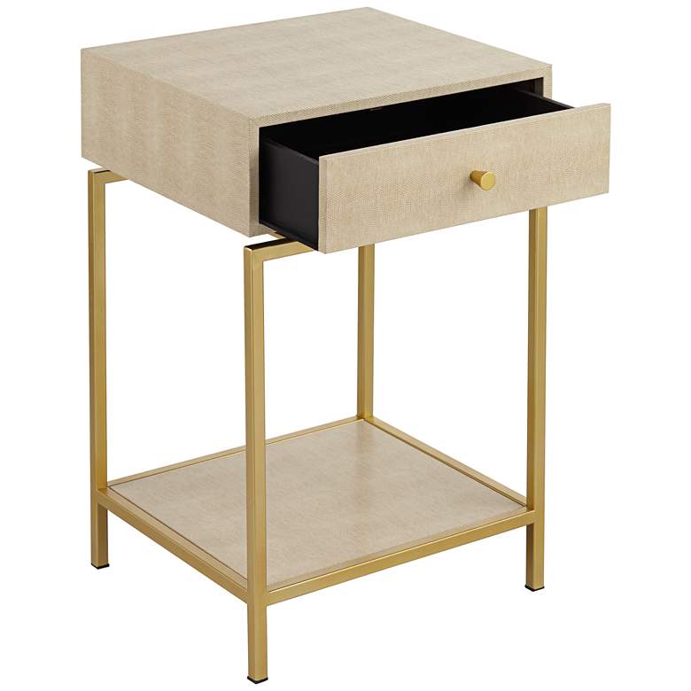Image 6 Clancy 16 inch Wide Cream and Gold 1-Drawer 1-Shelf Accent Table more views