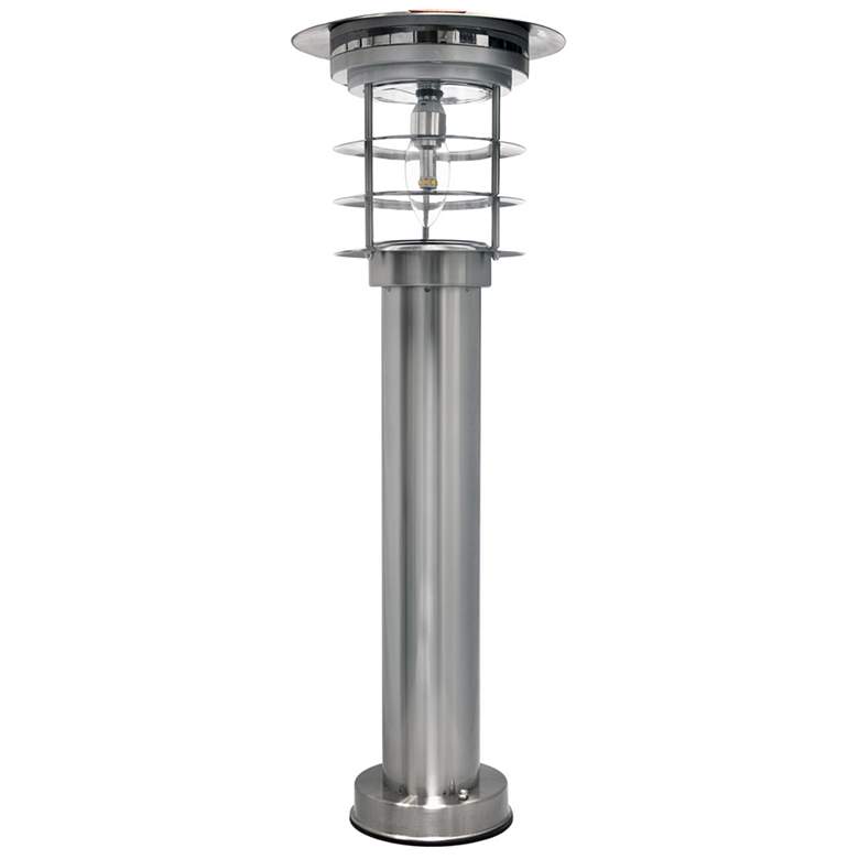 Image 2 Clancy 24 1/4 inchH Silver LED Solar Bollard Lights Set of 2 more views