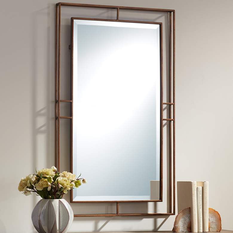 Image 1 Clancy Antique Gold 24" x 40" Openwork Deep Wall Mirror