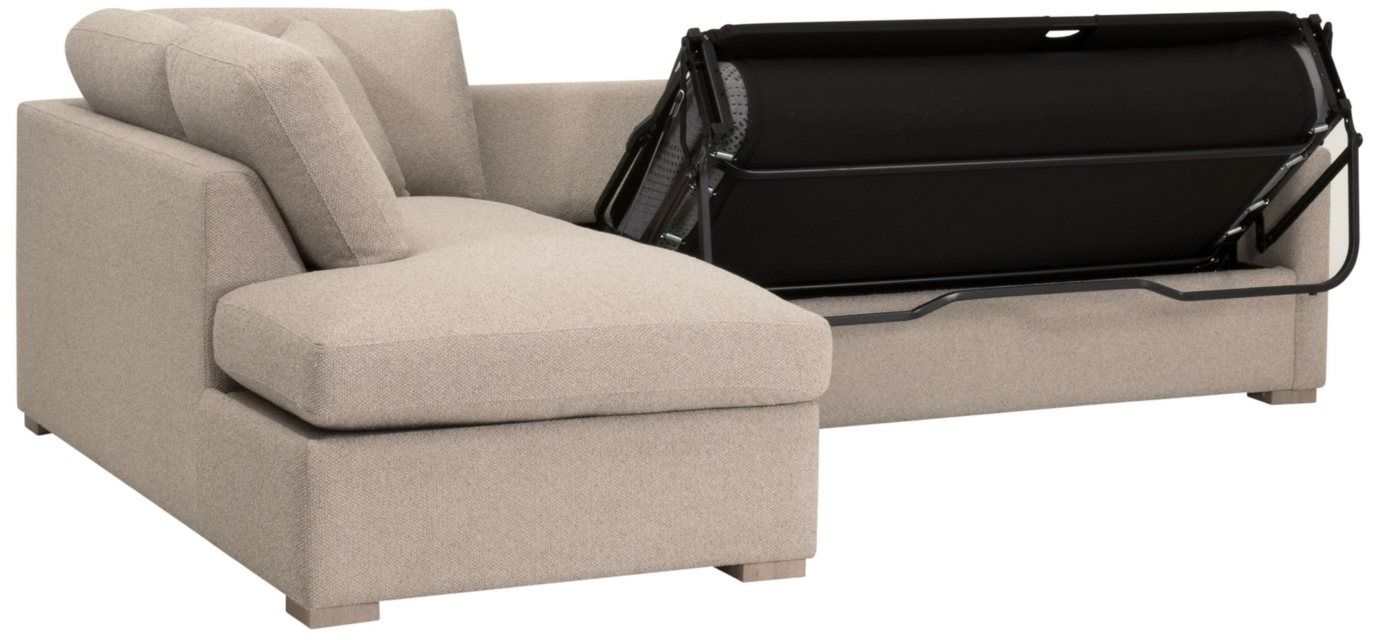 Clara 112"  Slim Arm Sleeper Queen LF Sectional, LiveSmart Gellar Jute