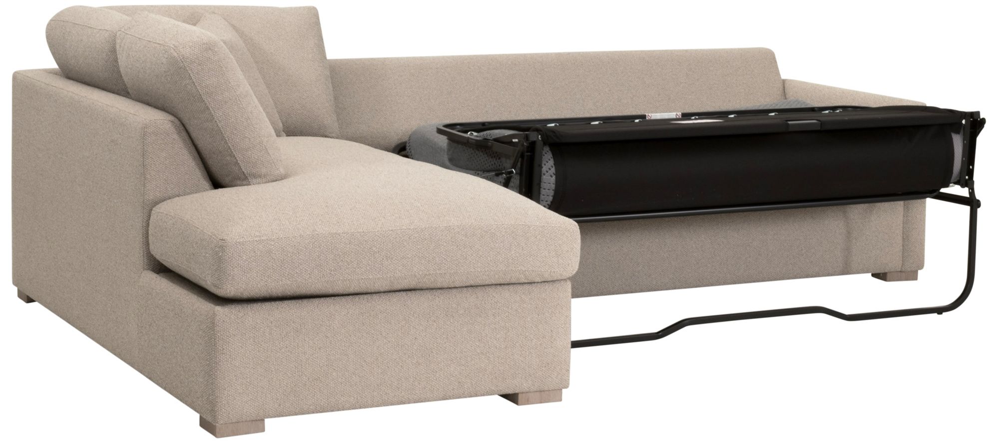 Clara 112"  Slim Arm Sleeper Queen LF Sectional, LiveSmart Gellar Jute