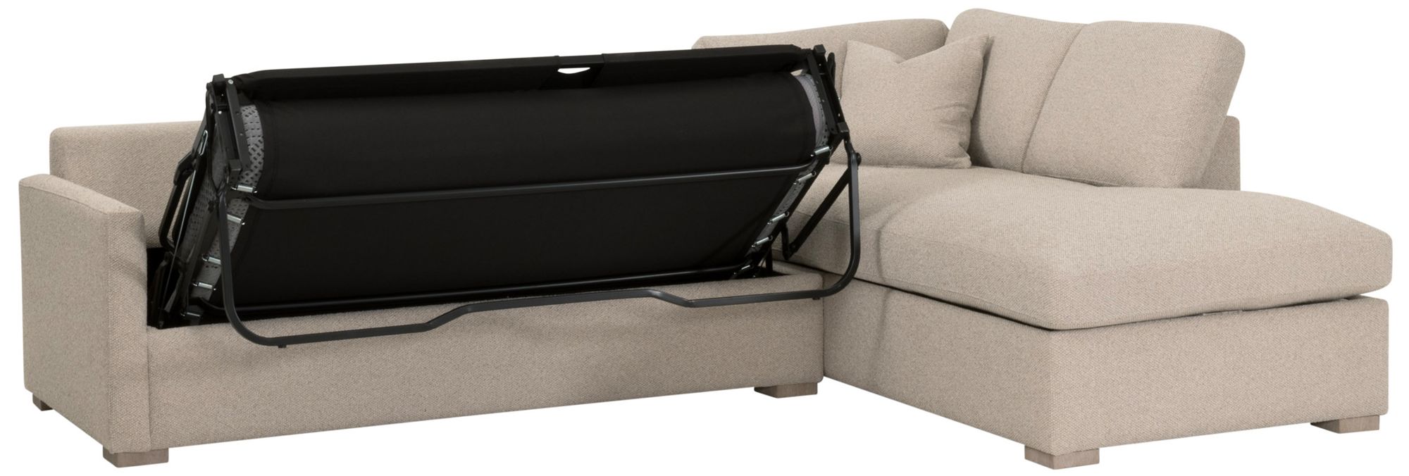 Clara 112" Slim Arm Sleeper Queen RF Sectional, LiveSmart Gellar Jute