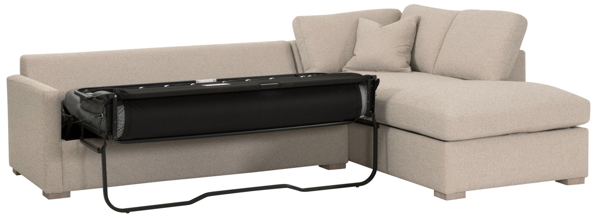 Clara 112" Slim Arm Sleeper Queen RF Sectional, LiveSmart Gellar Jute