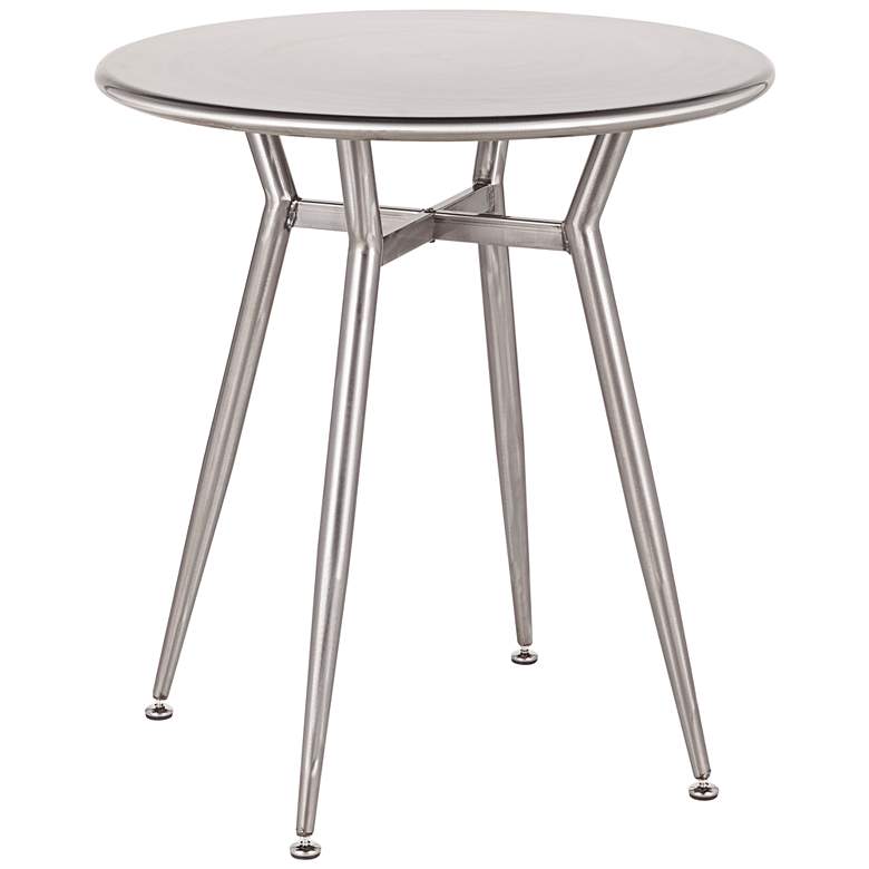Image 1 Clara 27 3/4 inchW Brushed Silver 4-Seater Round Dining Table