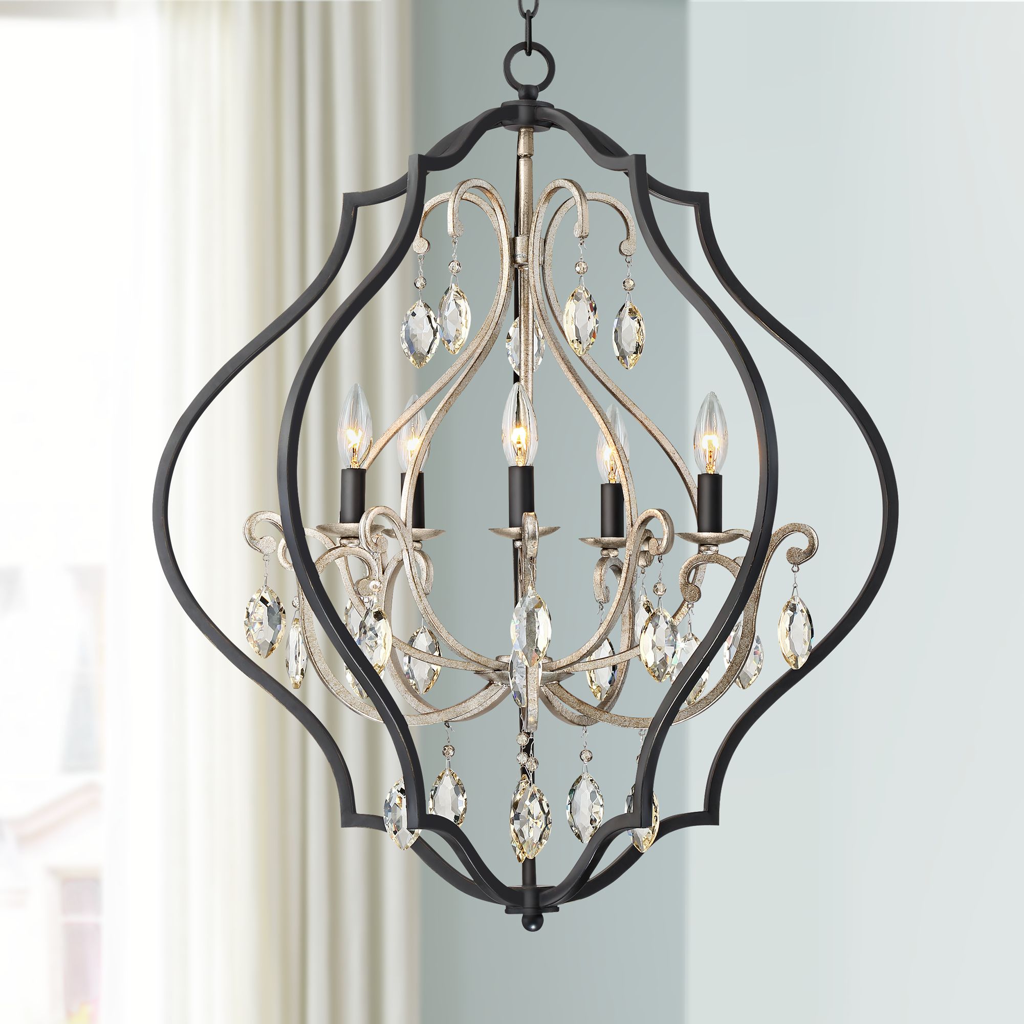 black and silver chandelier