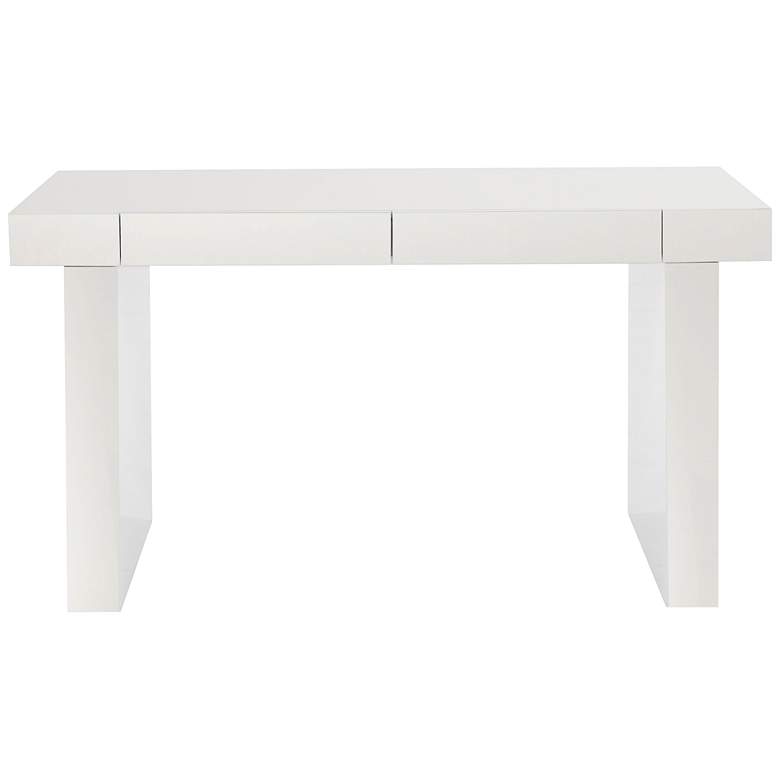 Image 3 Clara 55" Wide Gloss Lacquer White 2-Drawer Desk more views