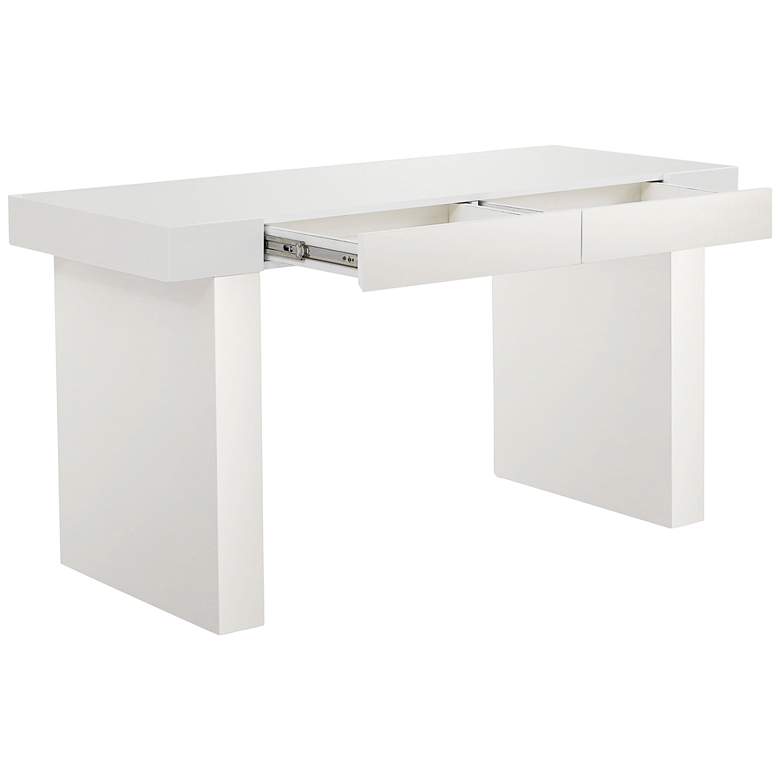 Image 4 Clara 55" Wide Gloss Lacquer White 2-Drawer Desk more views