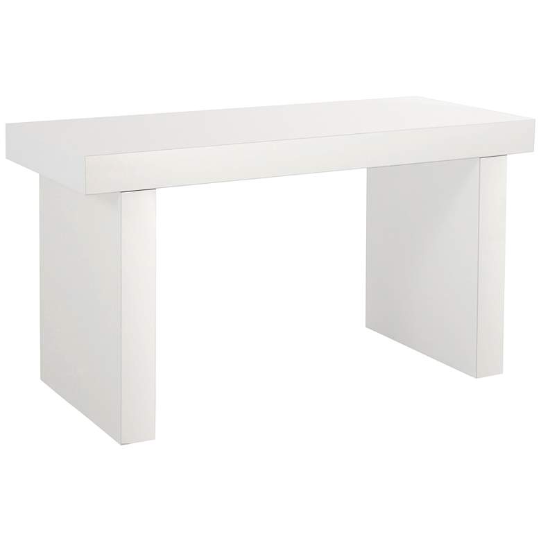 Image 5 Clara 55" Wide Gloss Lacquer White 2-Drawer Desk more views