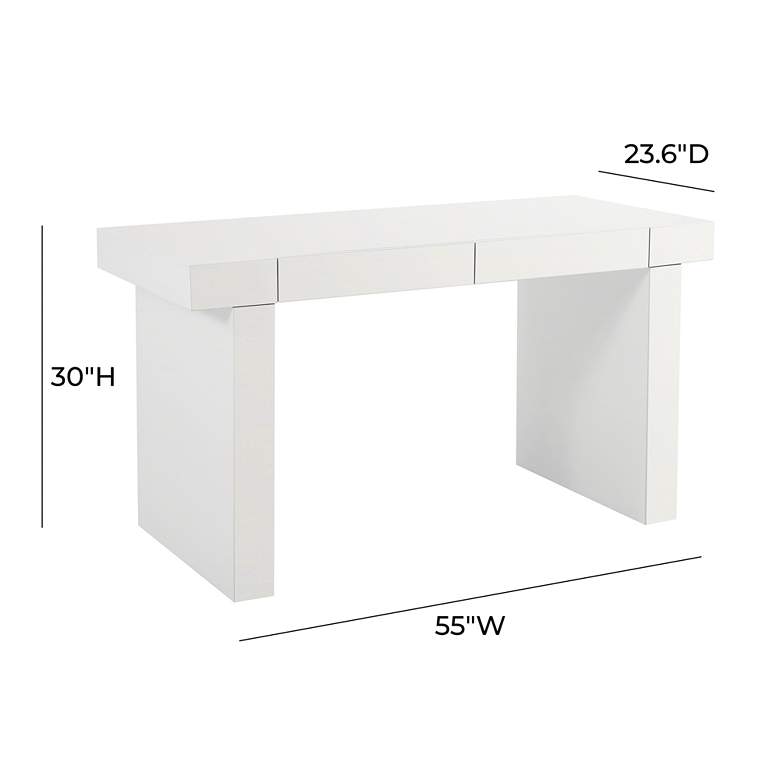 Image 6 Clara 55" Wide Gloss Lacquer White 2-Drawer Desk more views