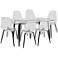 Clara 59" Wide Black and Clear 7-Piece Modern Dining Set