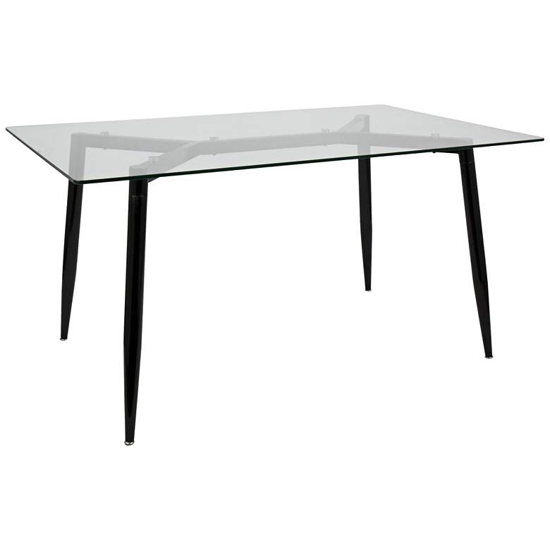 Image 1 Clara 59 inchW Black and Clear Glass Rectangular Dining Table