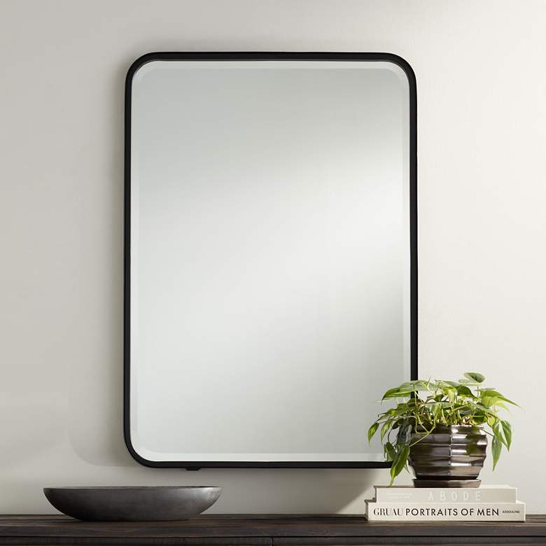 Image 2 Clara Black 24" x 34" Rounded Edge Rectangular Wall Mirror